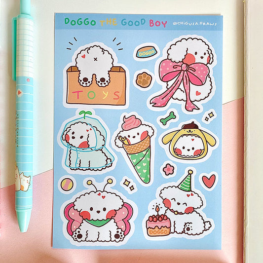 pegatinas bonitas de vinilo para agenda y decorar de perrito kawaii