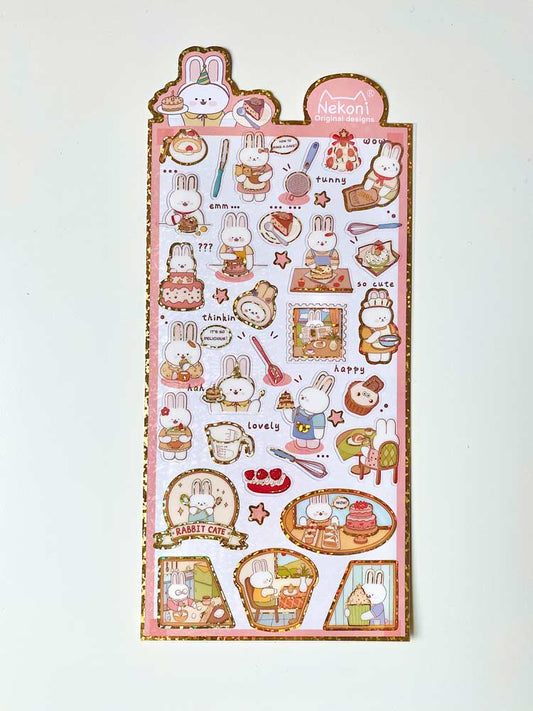 hoja de pegatinas para agendas y libretas, con diseños de animales kawaii