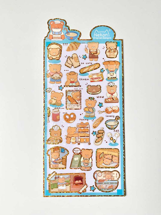 hoja de pegatinas para agendas y libretas, con diseños de animales kawaii