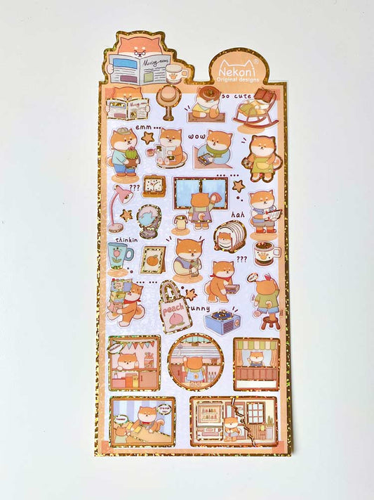 hoja de pegatinas para agendas y libretas, con diseños de animales kawaii