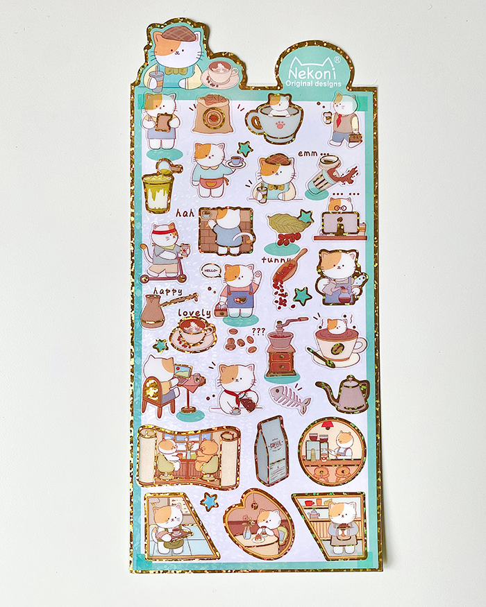 Nekoni | Pegatinas de gatito con brillo - Golden town