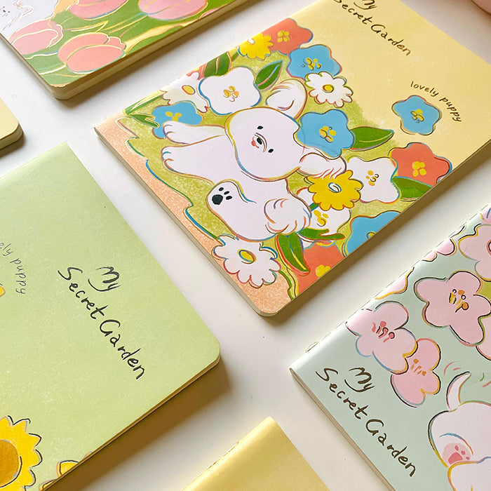libreta A5 a rayas, con diseño aesthetic y kawaii de flores y animales muy buena calidad