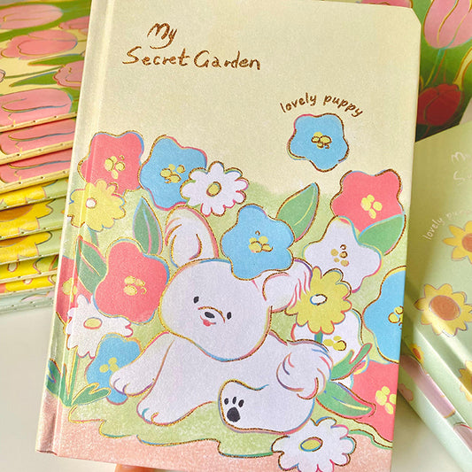 Joytop | Libreta Secret Garden de perrito con flores, A5 tapa dura
