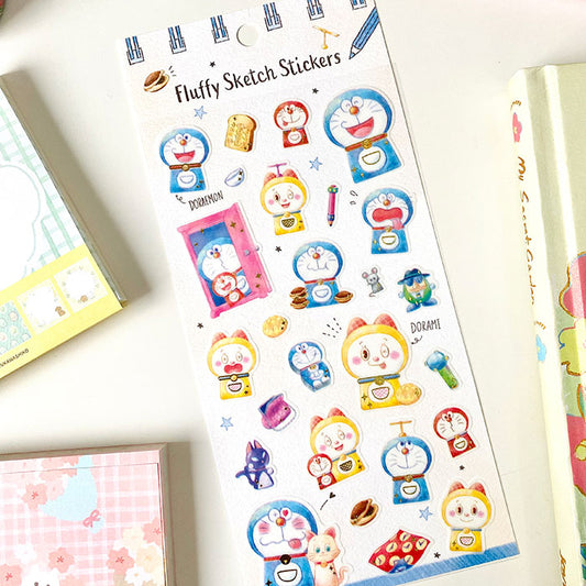 pegatinas oficiales japonesas estilo boceto kawaii con personajes de disney tsumtsum, kirby y doraemon