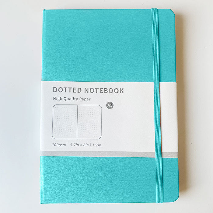 libretas con guía de puntos para bullet journal de color azul, complemento de papelería bonita