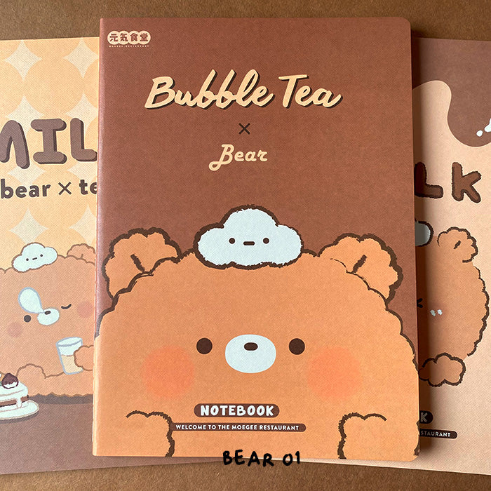 Libreta B6 a rayas con diseño de ositos aesthetic y kawaii, ideal para estudiantes
