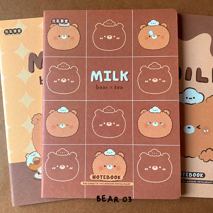 Libreta B6 a rayas con diseño de ositos aesthetic y kawaii, ideal para estudiantes