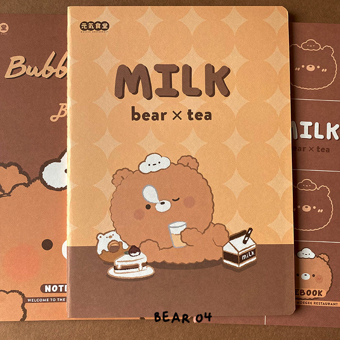 Libreta B6 a rayas con diseño de ositos aesthetic y kawaii, ideal para estudiantes