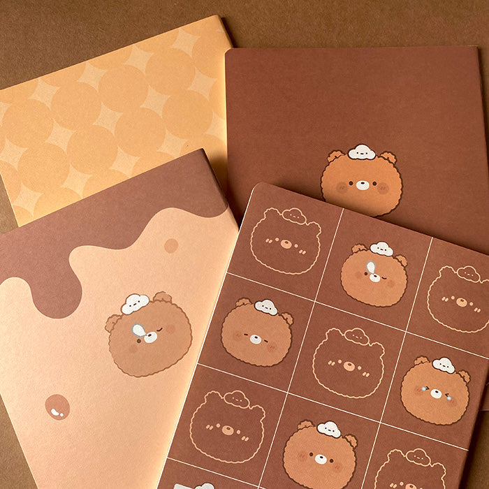 Libreta B6 a rayas con diseño de ositos aesthetic y kawaii, ideal para estudiantes