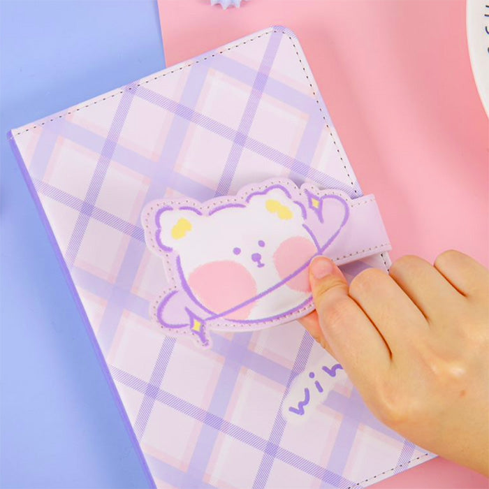 Libreta A5 a rayas con imán y diseño kawaii y colorido
