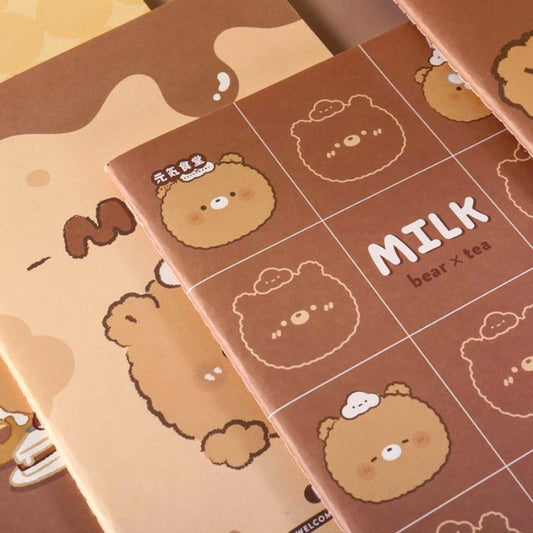 Libreta B6 a rayas con diseño de ositos aesthetic y kawaii, ideal para estudiantes