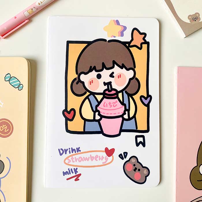 libreta a5 pequeña de estilo kawaii, ideal como cuaderno de notas para estudiantes y para bullet journal
