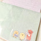 set de cartas y sobres con textura de papeleria japonesa con pollito kawaii