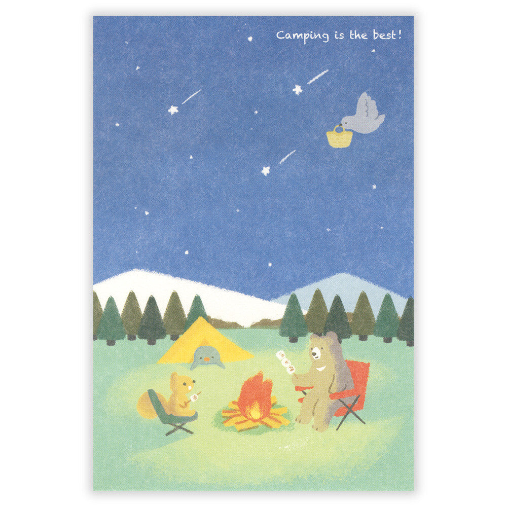 postal ilustrada japonesa de animales, estilo aesthetic y kawaii para cartas penpal y papeleria bonita