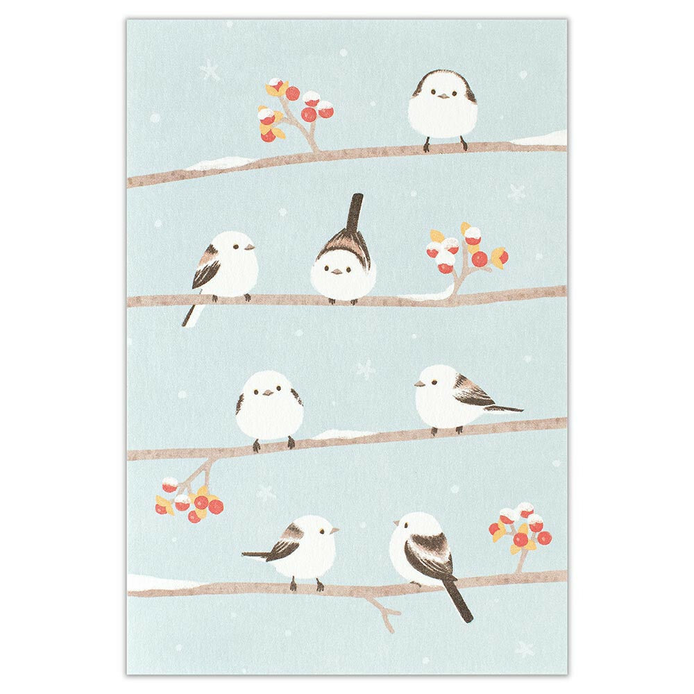 postal ilustrada japonesa de animales, estilo aesthetic y kawaii para cartas penpal y papeleria bonita