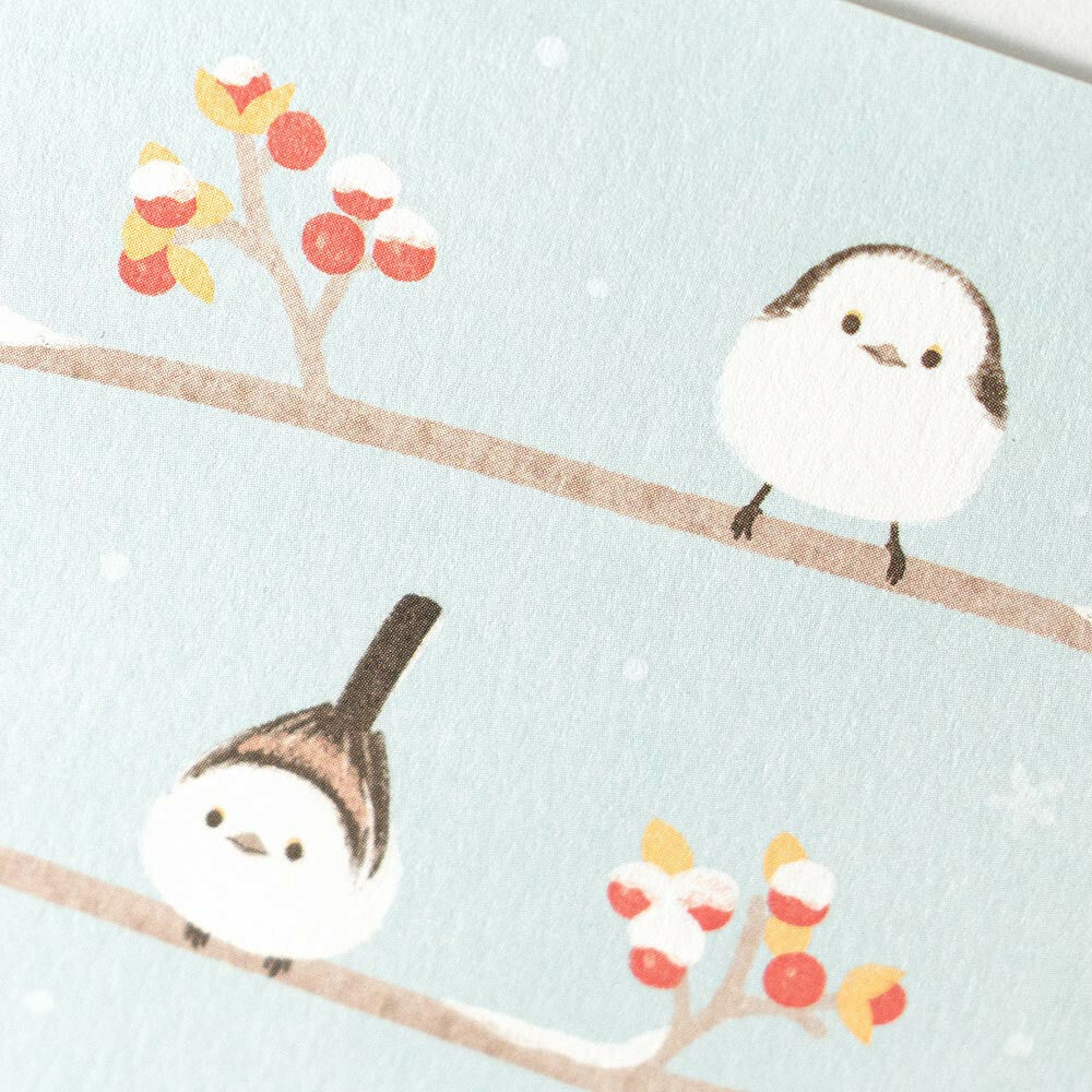 postal ilustrada japonesa de animales, estilo aesthetic y kawaii para cartas penpal y papeleria bonita