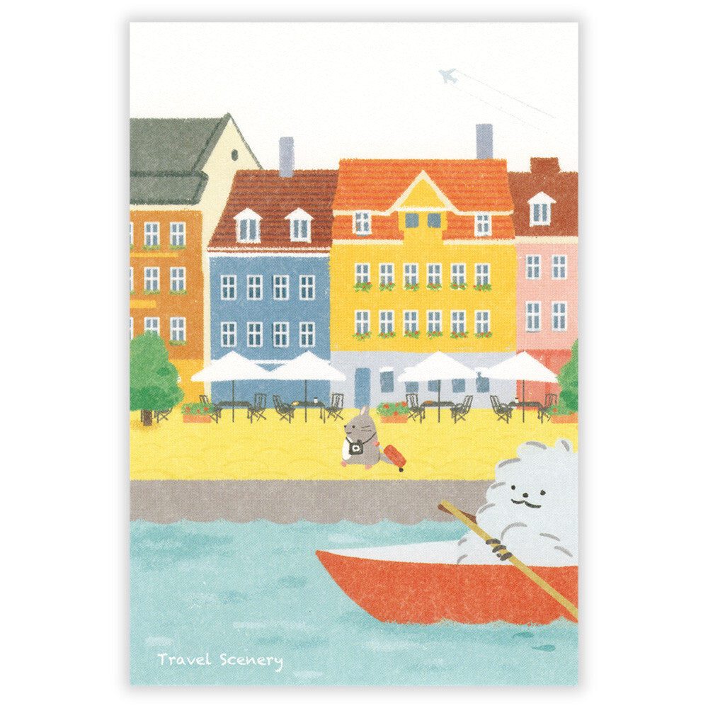 postal ilustrada japonesa de animales, estilo aesthetic y kawaii para cartas penpal y papeleria bonita 