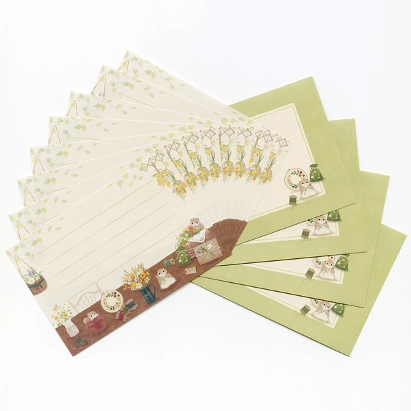 set de cartas decorativas de papeleria japonesa bonita ideal para penpal, con diseño aesthetic y kawaii de animales