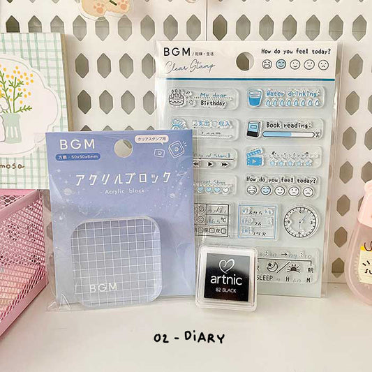 set de sellos de silicona y tinta de papelería japonesa de calidad kawaii