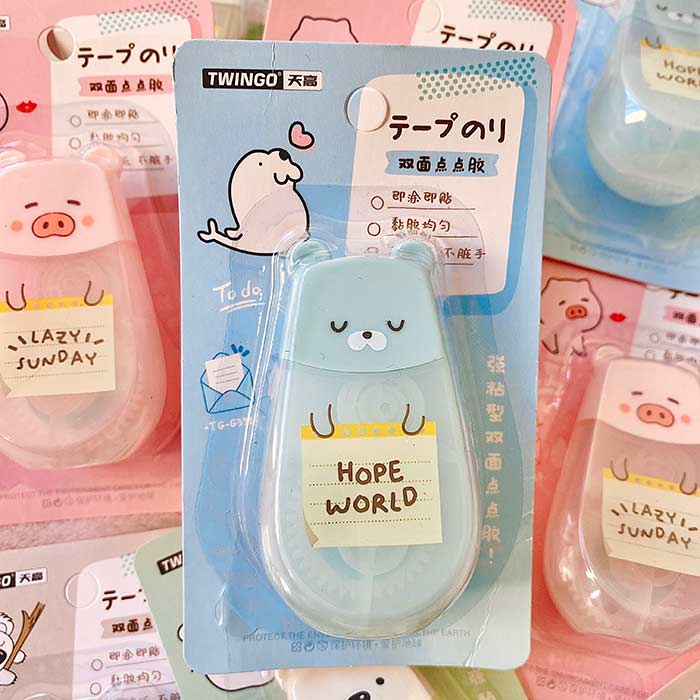 pegamento en cinta adhesiva con formas de animales kawaii