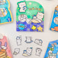 hoja de pegatinas de papel con textura para agendas y libretas, con diseños de animales kawaii