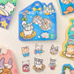 hoja de pegatinas de papel con textura para agendas y libretas, con diseños de animales kawaii