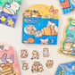 hoja de pegatinas de papel con textura para agendas y libretas, con diseños de animales kawaii