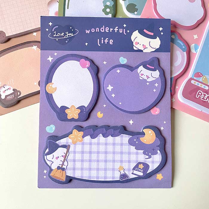 notas adhesivas para estudiantes o oficina con diseños kawaii
