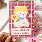postal ilustrada estilo kawaii efecto nacarado