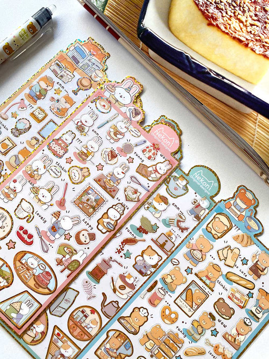 hoja de pegatinas para agendas y libretas, con diseños de animales kawaii