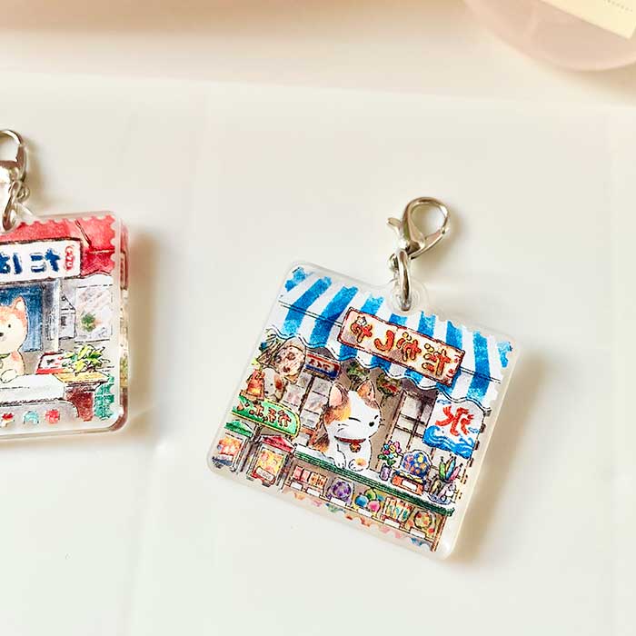 Llavero con personaje kawaii de ilustración estilo japonés