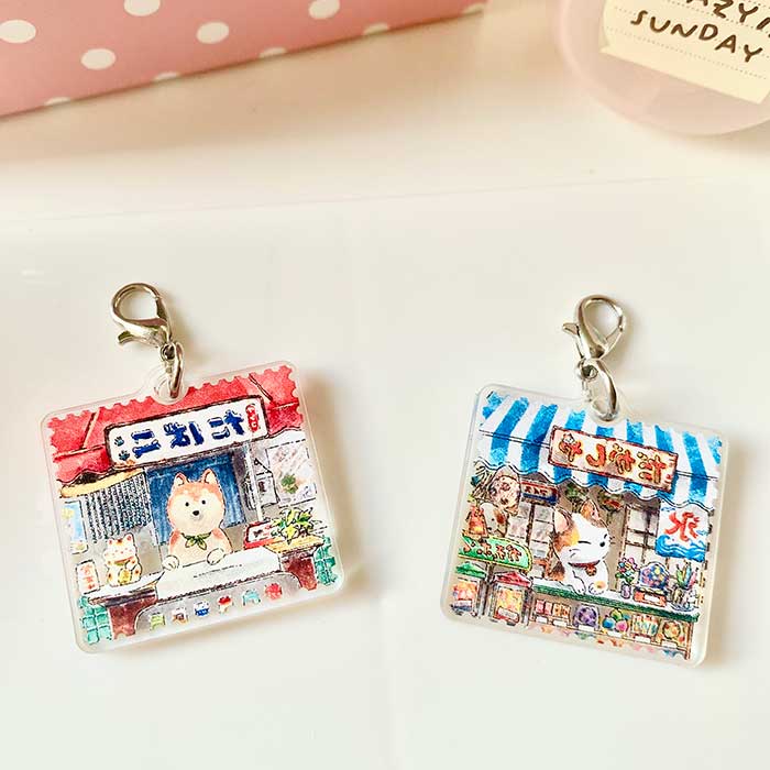 Llavero con personaje kawaii de ilustración estilo japonés