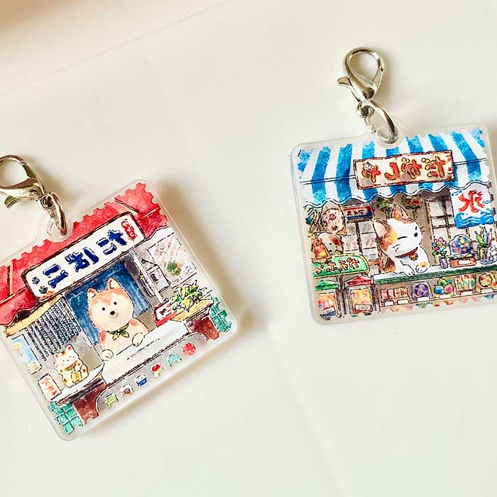 Llavero con personaje kawaii de ilustración estilo japonés