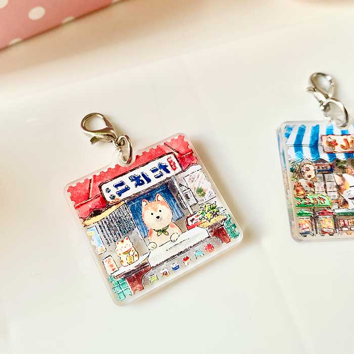 Llavero con personaje kawaii de ilustración estilo japonés