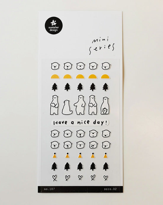 pegatinas coreanas de ositos y oso polar para agenda y decorar el bullet journal