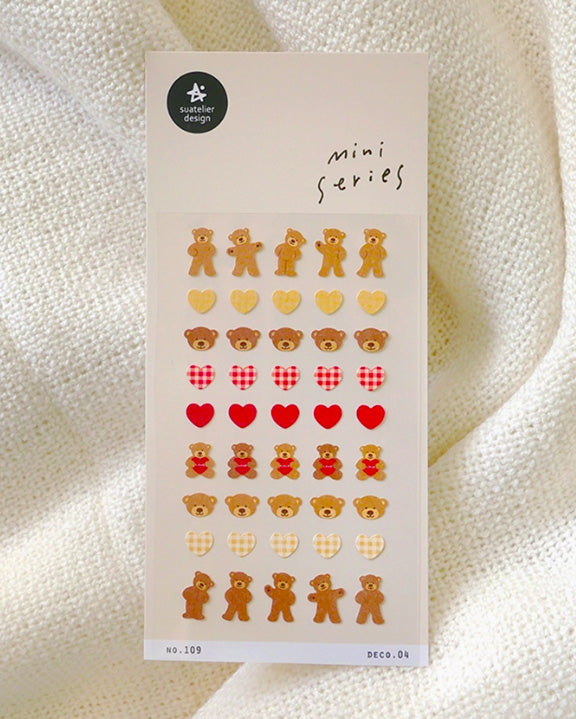 pegatinas coreanas de ositos y corazones para agenda y decorar el bullet journal
