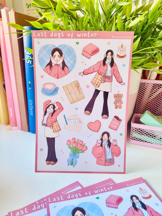 Chigusa Draws | Last Days of Winter - Hoja de pegatinas de vinilo