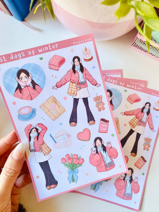 Chigusa Draws | Last Days of Winter - Hoja de pegatinas de vinilo