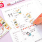 pack de pegatinas japonesas de papel con detalles dorados, ilustración de perro shiba inu ideal para decorar agendas y libretas