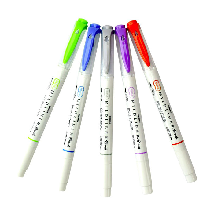 rotuladores de pincel doble punta mildliner japoneses en tonos frios para bullet journal