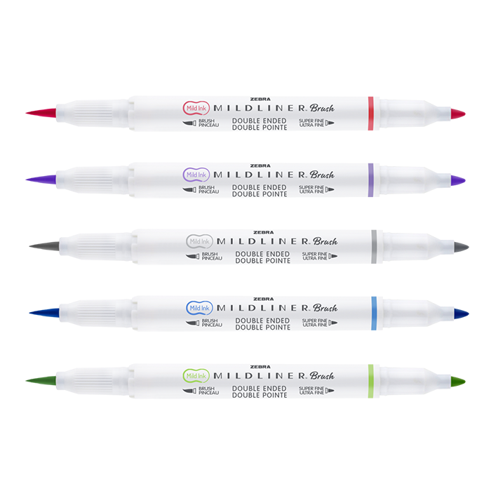 rotuladores de pincel doble punta mildliner japoneses en tonos frios para bullet journal