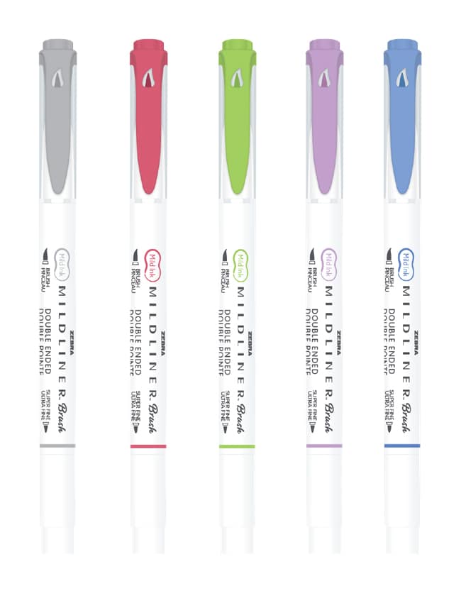 rotuladores de pincel doble punta mildliner japoneses en tonos frios para bullet journal