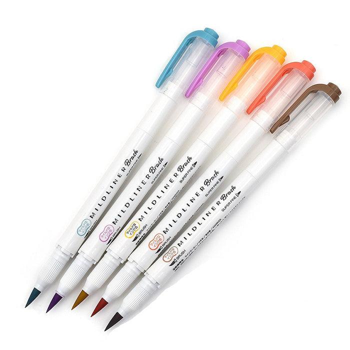 rotuladores de pincel doble punta mildliner japoneses en tonos cálidos para bullet journal