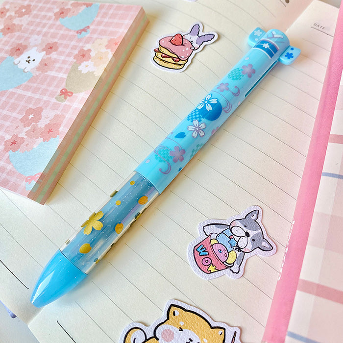 bolígrafo japonés divertido estilo kawaii de kimono azul