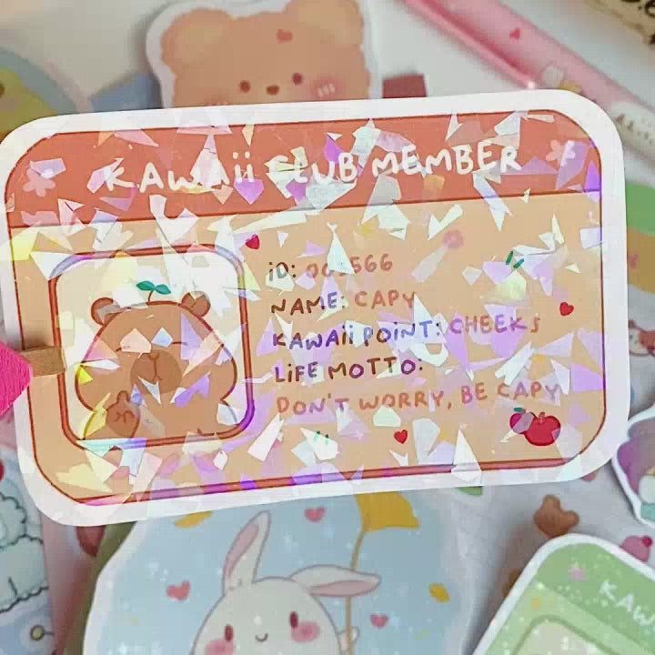 pegatina holografica sticker brillante para decorar estilo kawaii
