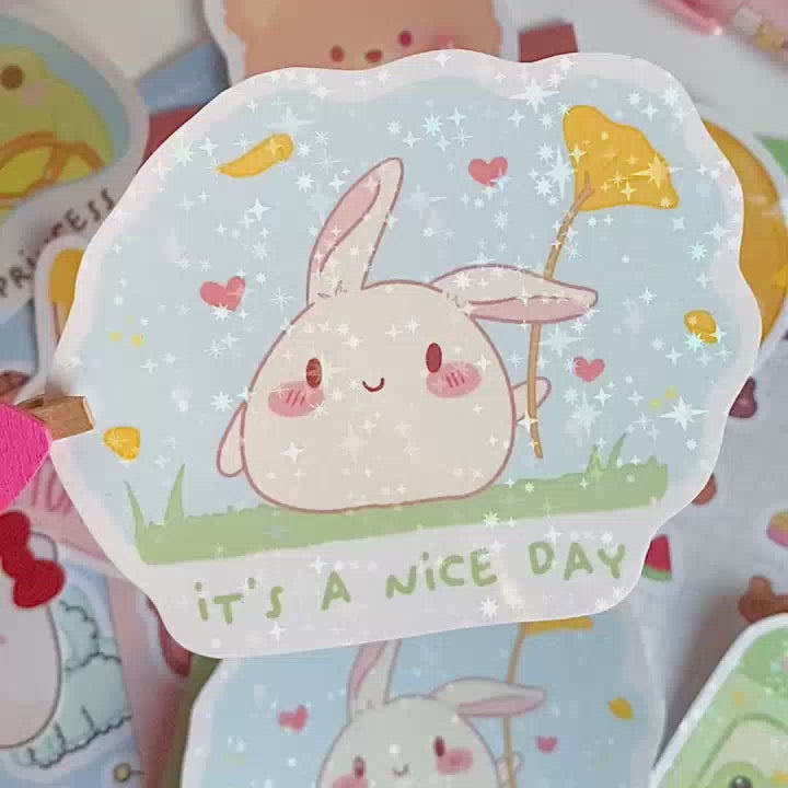 pegatina holografica sticker brillante para decorar estilo kawaii
